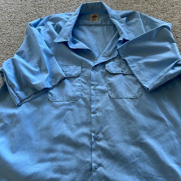 Dickies Men's 4X Blue Work Shirt – Vintage, Short Sleeve, Durable Workwear - Picture 3 of 7